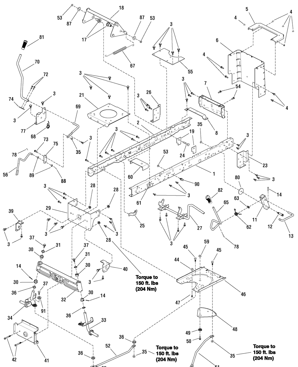 Frame Group - Cast Iron Axle Diagram and Parts List for 7800400-ELT22460H 2009 Briggs and Stratton Lawn Tractor